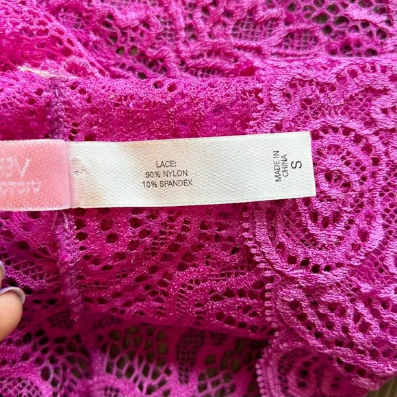 Y2K Victoria’s Secret Very Sexy Pink Lace Open Back Bodysuit S Fairy Festival - Picture 7 of 7